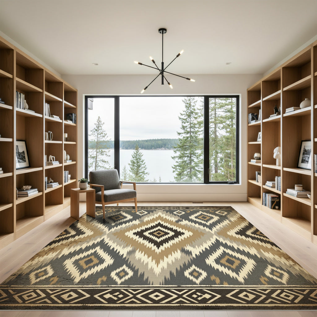 Tribal Diamond Earth Tone Rug