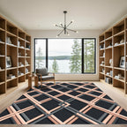 Modern Blush Peach Intersecting Grid Rug