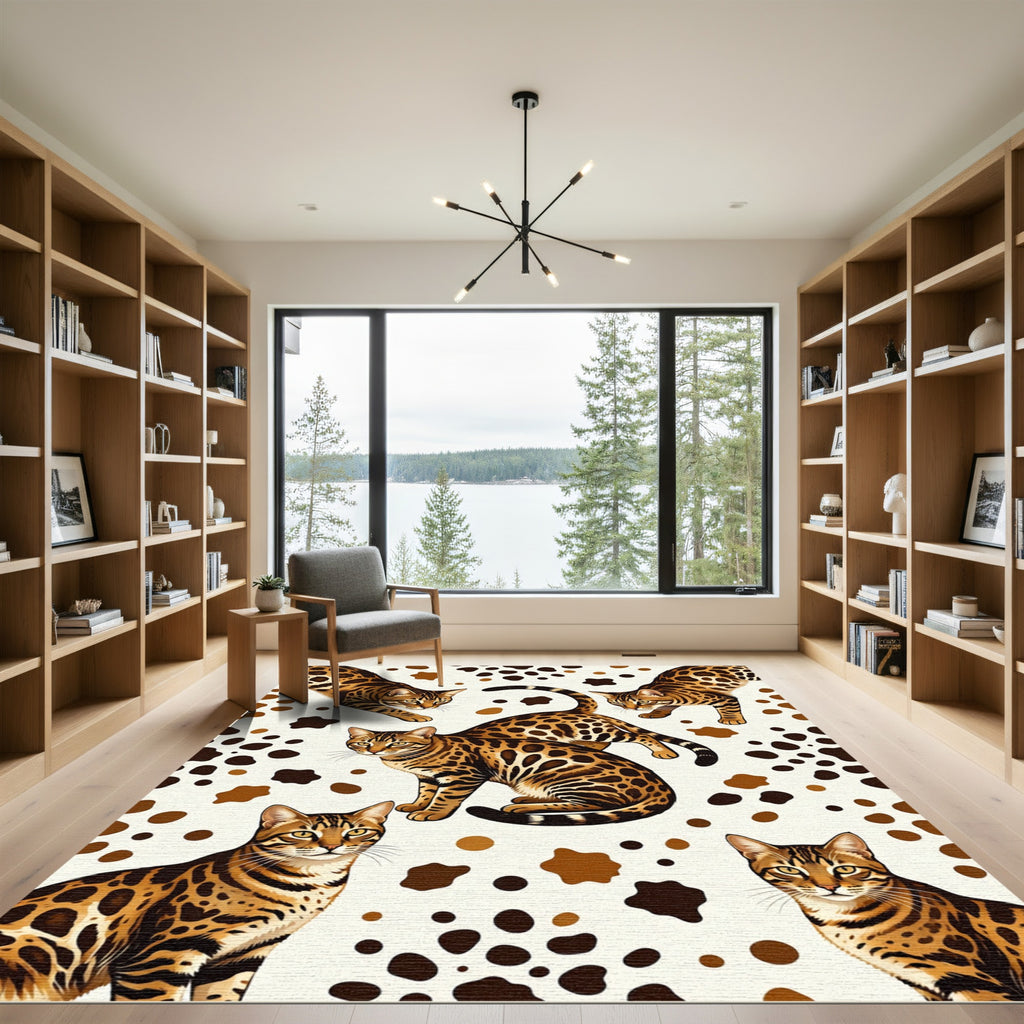 Exotic Bengal Cat Spotted Animal Art Rug