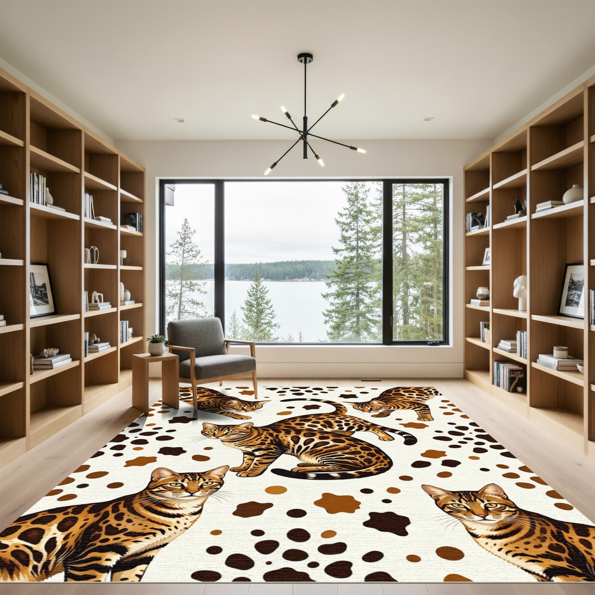Exotic Bengal Cat Spotted Animal Art Rug
