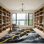 Electric Golden Lightning Storm Abstract Rug