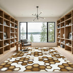 Caramel Hexagon Cluster Arrangement Rug