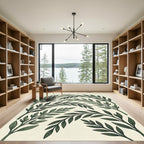 Elegant Sage Green Leafy Vine Rug