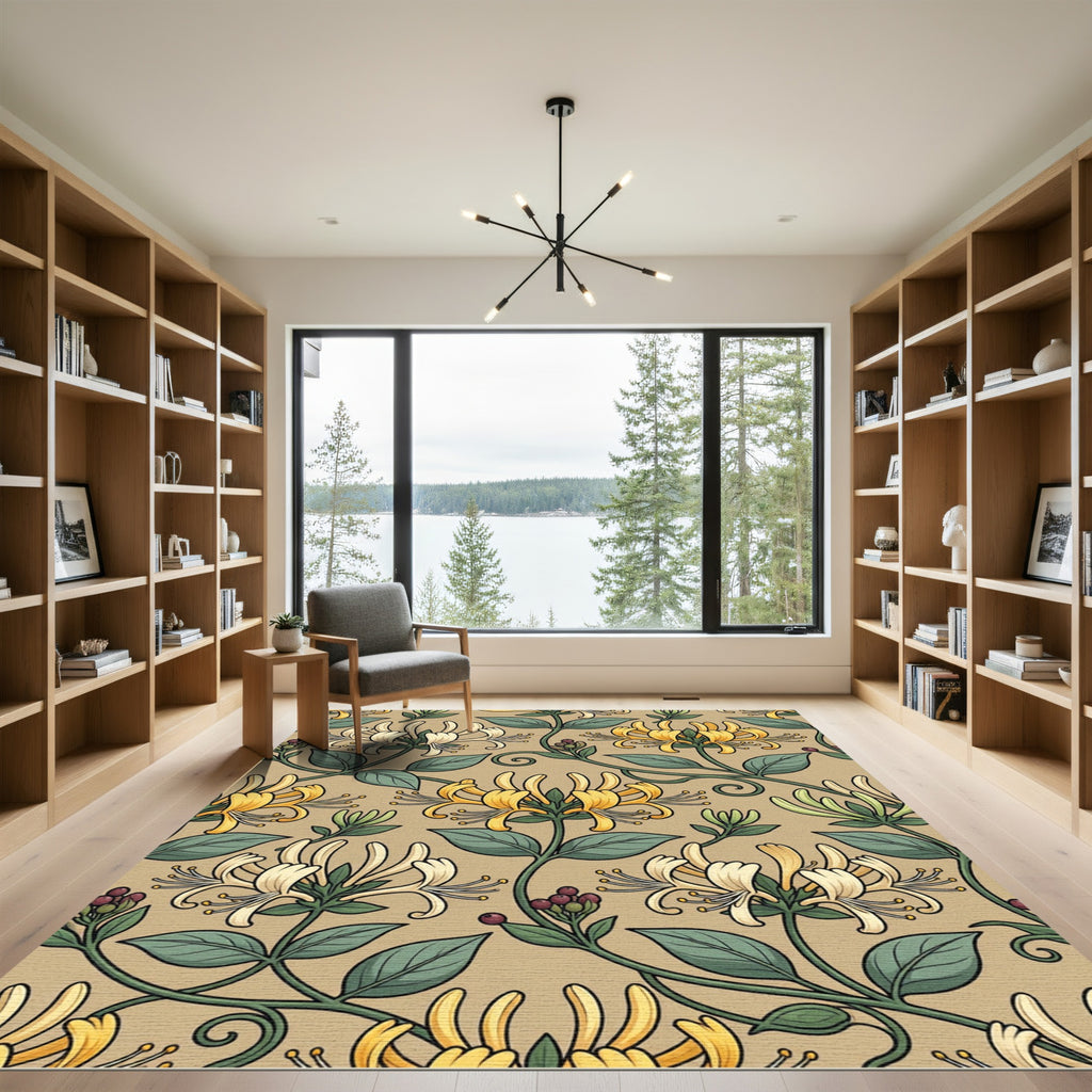 Golden Cream Honeysuckle Vine Rug