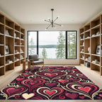 Crimson Red Heart Flourish Vignette Rug