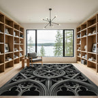 Monochromatic Gothic Architectural Stone Medallion Rug