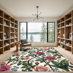 Vintage Romantic Rose and Lily Garden Rug