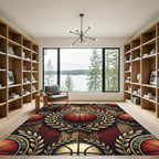 Golden Basketball Crest Wooden Planks Rug