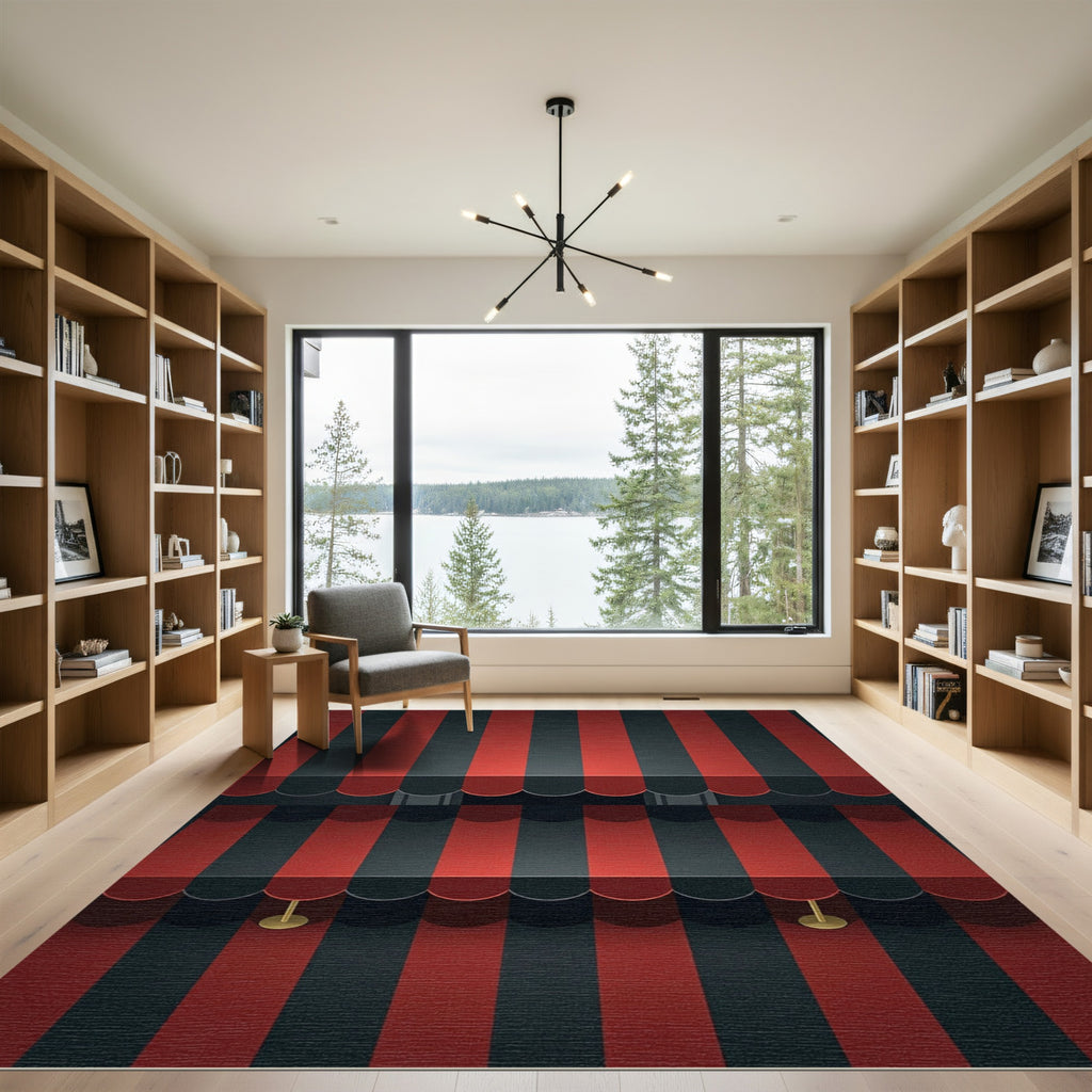 Bold Red Black Stripe Valence Rug