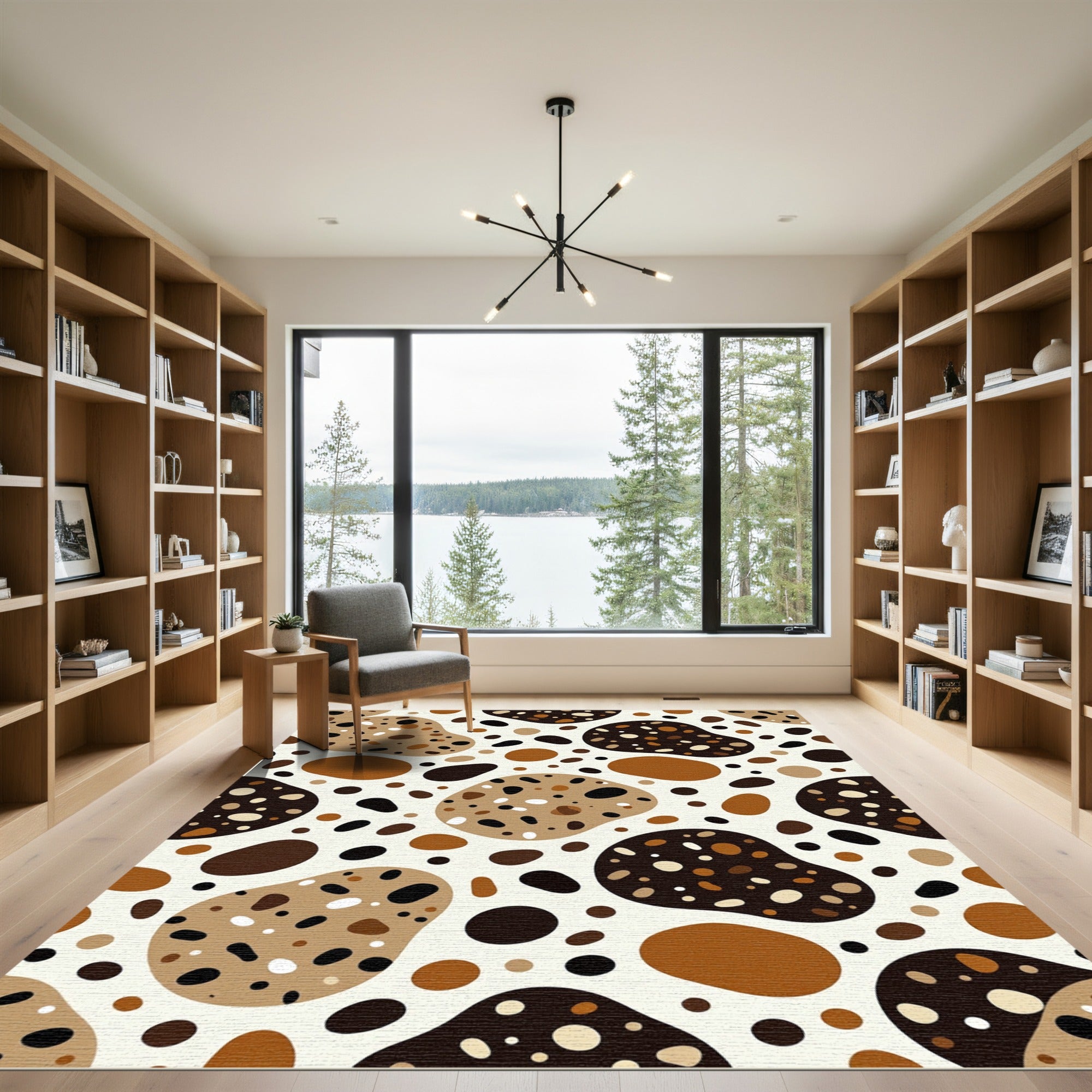 Speckled Brown Amorphous Organic Shapes Rug