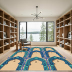 Azure Floral Arc Vaulted Tapestry Rug
