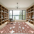 Minimalist Terracotta Geometric Lattice Rug