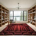 Crimson Draped Velvet Theater Curtains Rug