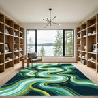 Aqua Green Wavy Flow Rug