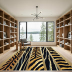 Bold Golden Striped Animal Texture Rug