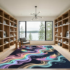 Iridescent Feather and Pastel Smoke Swirl Rug