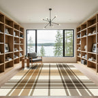 Taupe and Tan Plaid Grid Rug