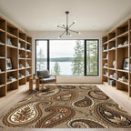 Elegant Chocolate Brown Paisley Floral Rug