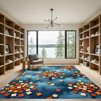 Autumnal Amber Floral Sky Cloud Rug