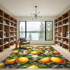 Sunny Citrus Lemon Trellis Wallpaper Rug