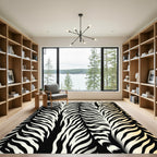 Dramatic Monochrome Tiger Stripe Abstract Rug