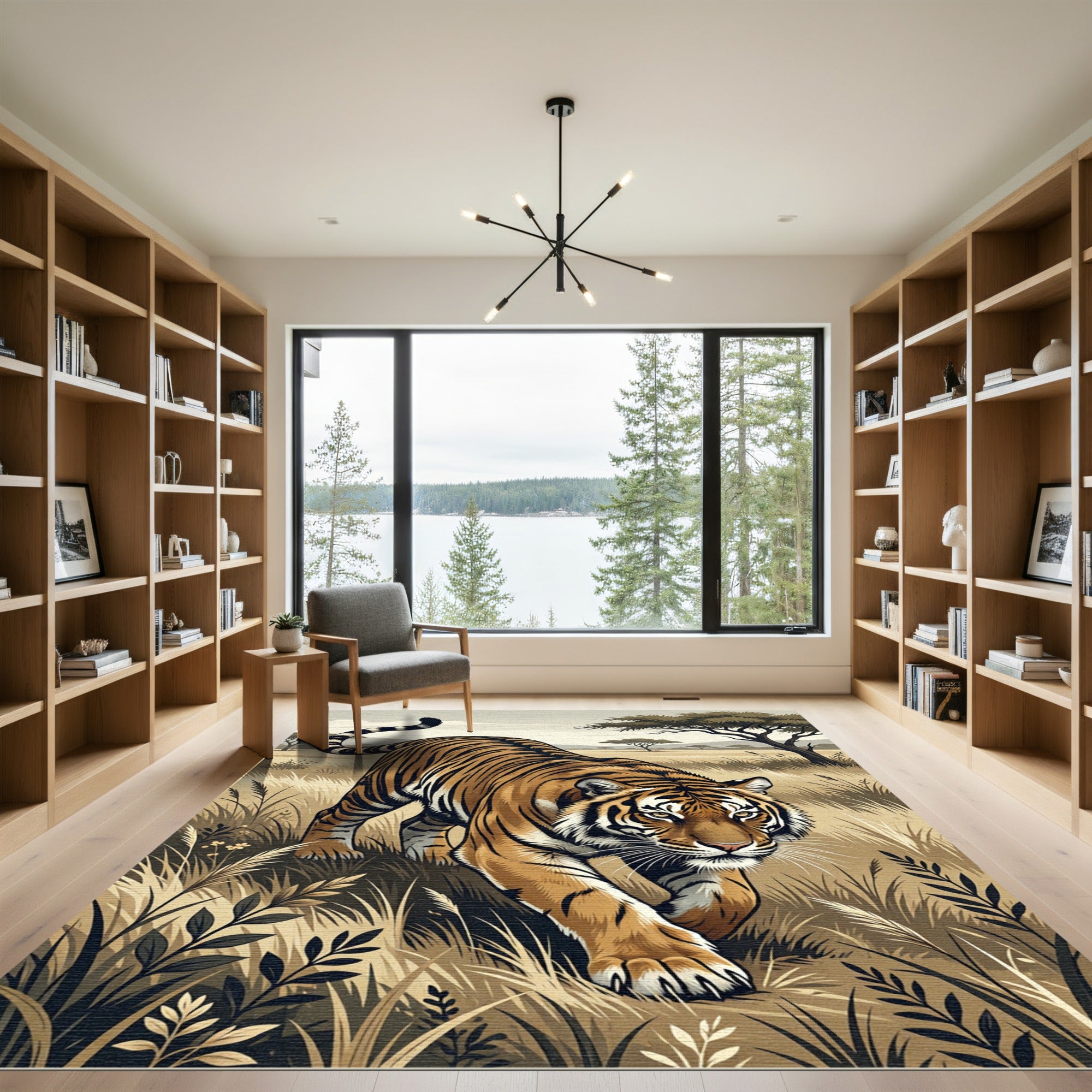 Majestic Tiger Savannah Silhouette Rug