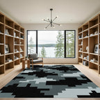 Modern Gray Pixelated Urban Camouflage Rug