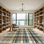 Modern Earthy Tone Plaid Weave Rug