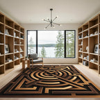 Bronze Geometric Maze Labyrinth Rug