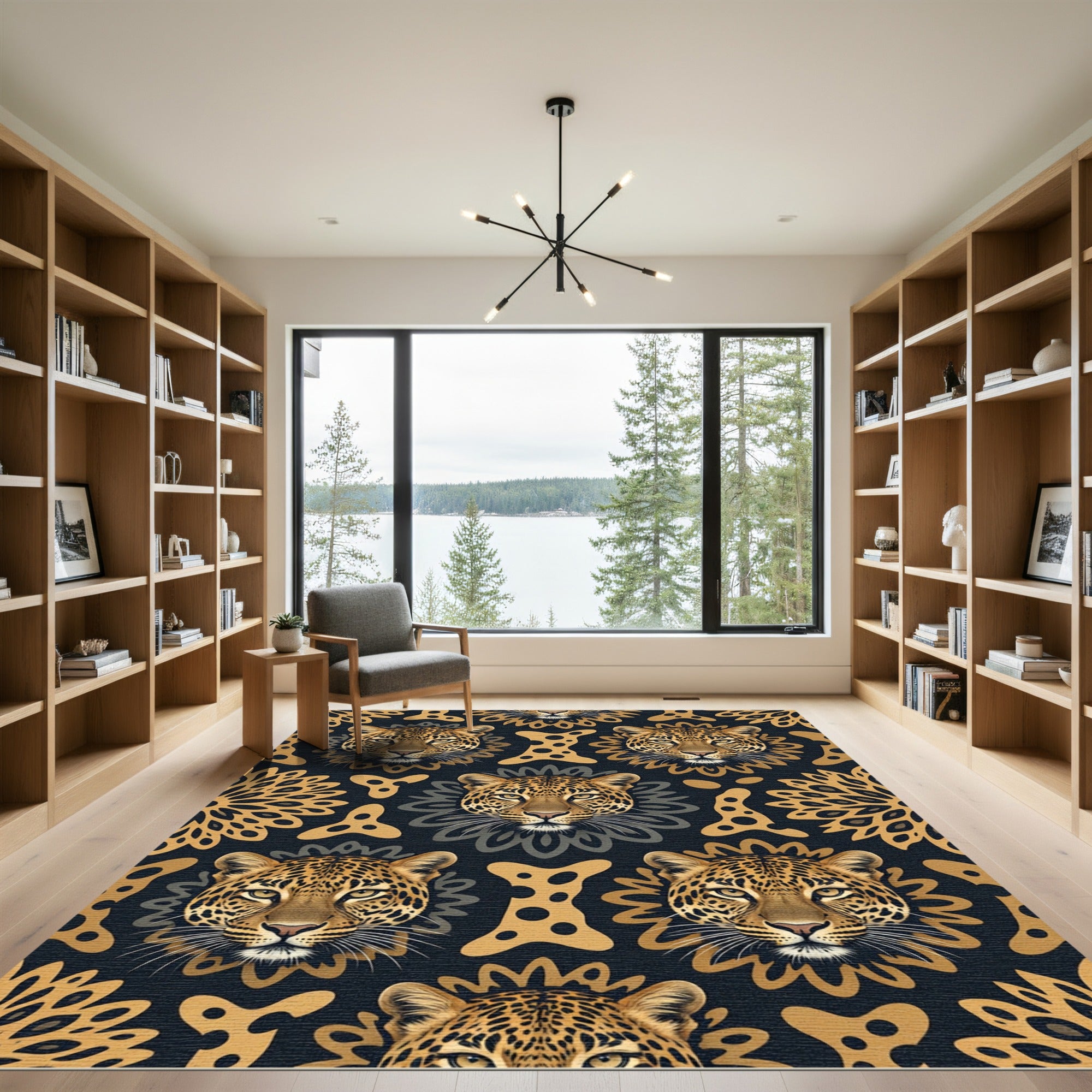 Black and Gold Leopard Art Rug