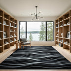 Monochromatic Abstract Swirl Waves Rug