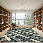 Grey and Cream Interwoven Lines Rug