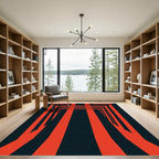 Bold Crimson Geometric Tunnel Illusion Rug