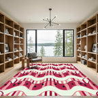 Modern Wavy Watermelon Seed Geometric Art Rug
