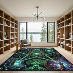 Luminous Cosmic Pentagram Celestial Galaxy Rug