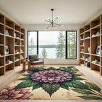 Vintage Mauve Dhalia Floral Medallion Rug