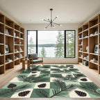 Sage Green Checkerboard Pine Cone Rug