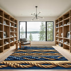 Navy Tan Rope Twist Texture Rug