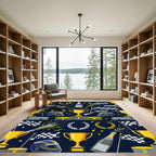 Racing Victory Trophy Celebration Navy Background Rug