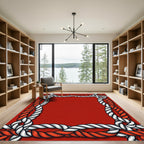 Red White Braided Rope Border Rug