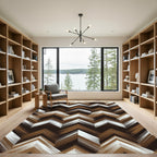 Brown White Chevron Ikat Rug