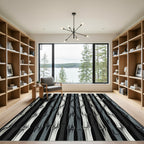 Monochrome Bamboo Forest Vertical Stems Rug