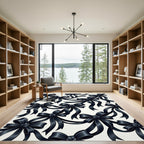 Elegant Black Ribbon Bows Rug