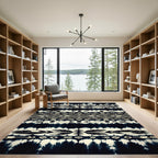 Indigo Tie Dye Tribal Arrow Feather Rug
