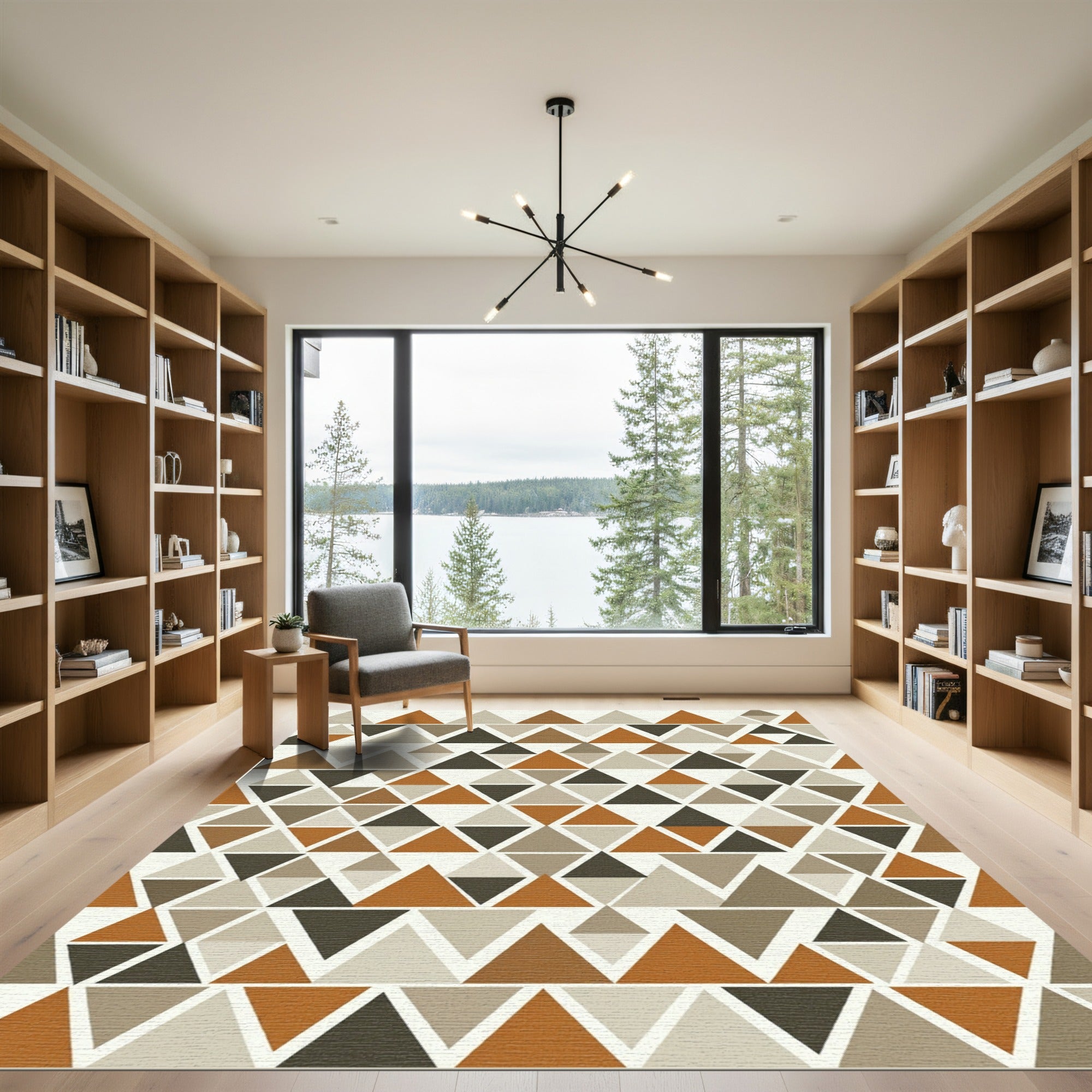 Geometric Earthy Triangle Composition Rug