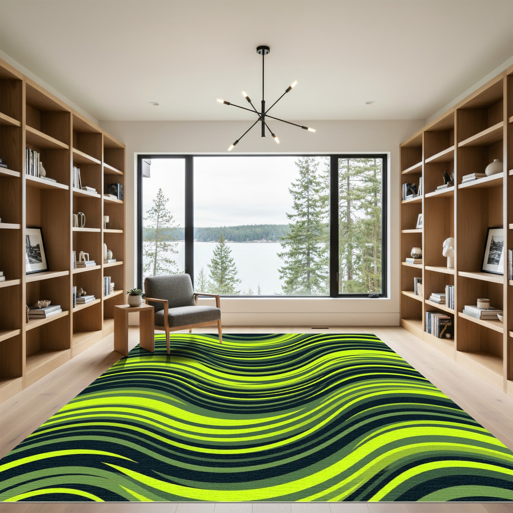 Vibrant Lime Green Swirls Rug