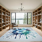 Dynamic Blue Teal Ink Splash Rug