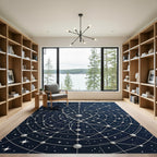 Celestial Navy Silver Geometric Star Map Rug