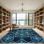 Azure Quatrefoil Chain Link Rug