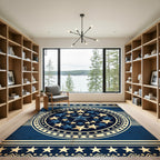 Grand Celestial Navy Gold Starry Medallion Rug